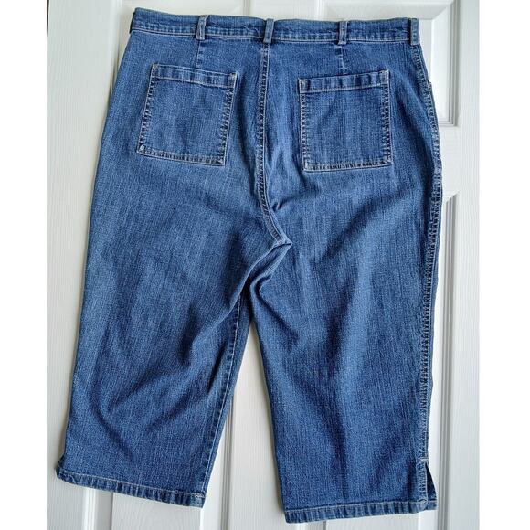 Gloria Vanderbilt Denim Capri Pants size 14 dark grey blue patch pockets jeans - Picture 2 of 14